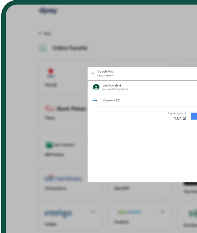 Google Pay on the dpay payment page