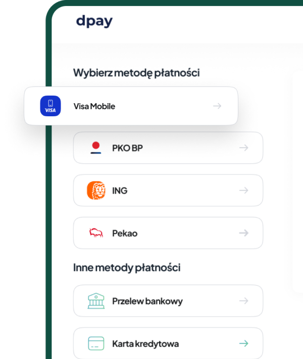 Visa Mobile na stronie płatności dpay